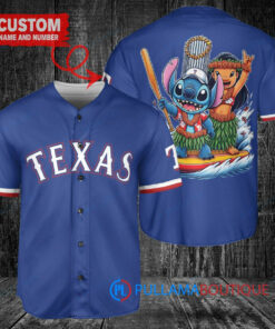 Texas Rangers x Lilo & Stitch with Trophy Baseball Jersey Royal