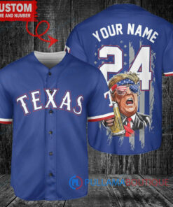 Texas Rangers x Limited Edition with World Series Trophy Custom Baseball Jersey Royal