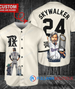 Texas Rangers x Luke Skywalker Star Wars with Trophy Custom Baseball Jersey Cream