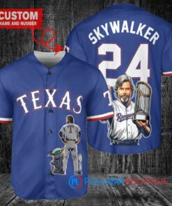 Texas Rangers x Luke Skywalker Star Wars with Trophy Custom Baseball Jersey Royal