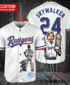 Texas Rangers x Luke Skywalker Star Wars with Trophy Custom Baseball Jersey White