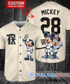 Texas Rangers x Mickey and Minnie with Trophy Baseball Jersey Cream