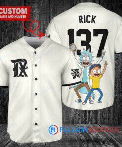 Texas Rangers x Rick and Morty with Trophy Custom Baseball Jersey Cream