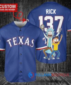 Texas Rangers x Rick and Morty with Trophy Custom Baseball Jersey Royal