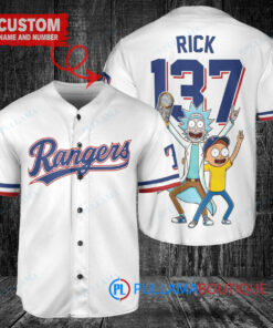 Texas Rangers x Rick and Morty with Trophy Custom Baseball Jersey White