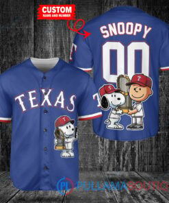 Texas Rangers x Snoopy and Charlie Brown with Trophy Baseball Jersey Royal