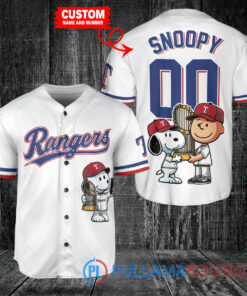 Texas Rangers x Snoopy and Charlie Brown with Trophy Baseball Jersey White