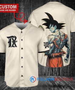 Texas Rangers x Son Goku Kakarot Super Saiyan Dragon Ball Z with Trophy Baseball Jersey Cream