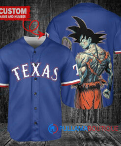 Texas Rangers x Son Goku Kakarot Super Saiyan Dragon Ball Z with Trophy Baseball Jersey Royal