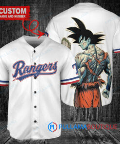 Texas Rangers x Son Goku Kakarot Super Saiyan Dragon Ball Z with Trophy Baseball Jersey White