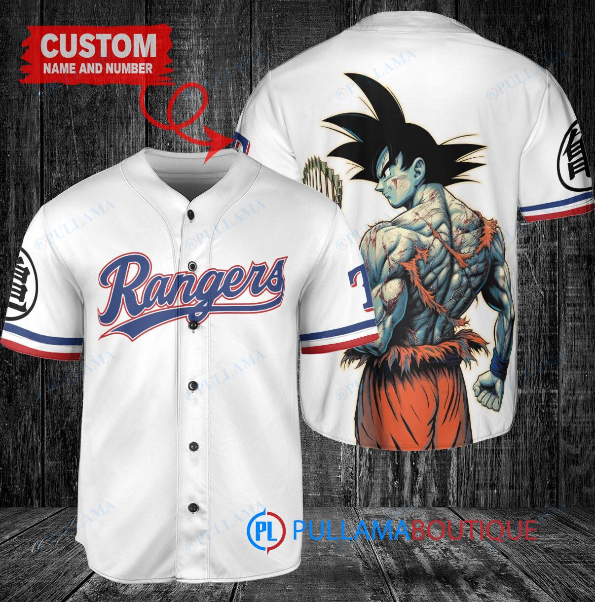 Texas Rangers x Son Goku Kakarot Super Saiyan Dragon Ball Z with Trophy Baseball Jersey Royal