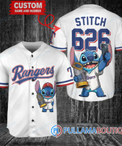 Texas Rangers x Stitch with Trophy Baseball Jersey White