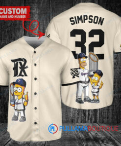 Texas Rangers x The Simpsons Baseball Jersey Cream – Bart, Homer, Lisa Trophy