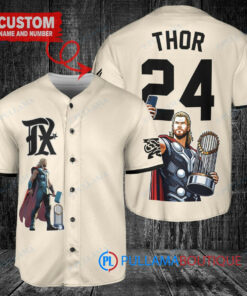 Texas Rangers x Thor Marvel with Trophy Custom Baseball Jersey Cream