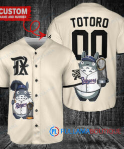 Texas Rangers x Totoro Studio Ghibli with Trophy Custom Baseball Jersey Cream