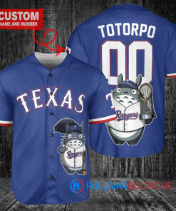 Texas Rangers x Totoro Studio Ghibli with Trophy Custom Baseball Jersey Royal