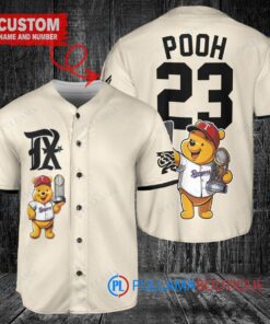 Texas Rangers x Winnie the Pooh with Trophy Custom Baseball Jersey Cream