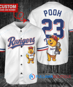 Texas Rangers x Winnie the Pooh with Trophy Custom Baseball Jersey White