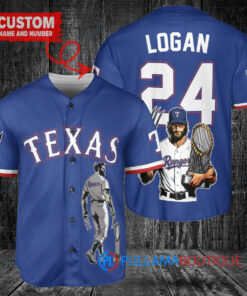 Texas Rangers x Wolverine Logan with Trophy Custom Baseball Jersey Royal