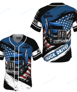 Truck Driver Usa Flag Custom Name Baseball Jersey