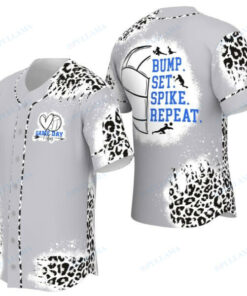 Volleyball Leopard Bump Set Spike Repeat Baseball Jersey