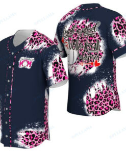 Volleyball Mom Loud And Proud Mama Pink Leopard Baseball Jersey