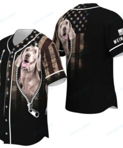 Weimaraner Zipper Usa Flag Baseball Jersey