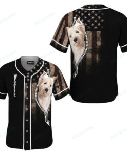 West Highland White Terrier Zipper Usa Flag Baseball Jersey