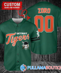 Zoro One Piece Straw Hats Detroit Tigers Custom Baseball Jersey