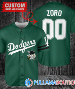 Zoro One Piece Straw Hats Los Angeles Dodgers Custom Baseball Jersey