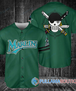 Zoro One Piece Straw Hats Miami Marlins Baseball Jersey