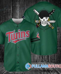 Zoro One Piece Straw Hats Minnesota Twins Baseball Jersey